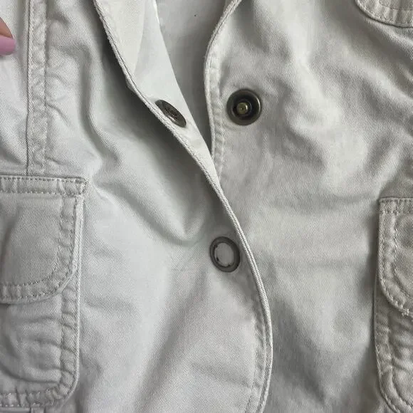 To The Max Womens Utility Jacket L Ivory Military Safari Stretch Cotton - Picture 9 of 12